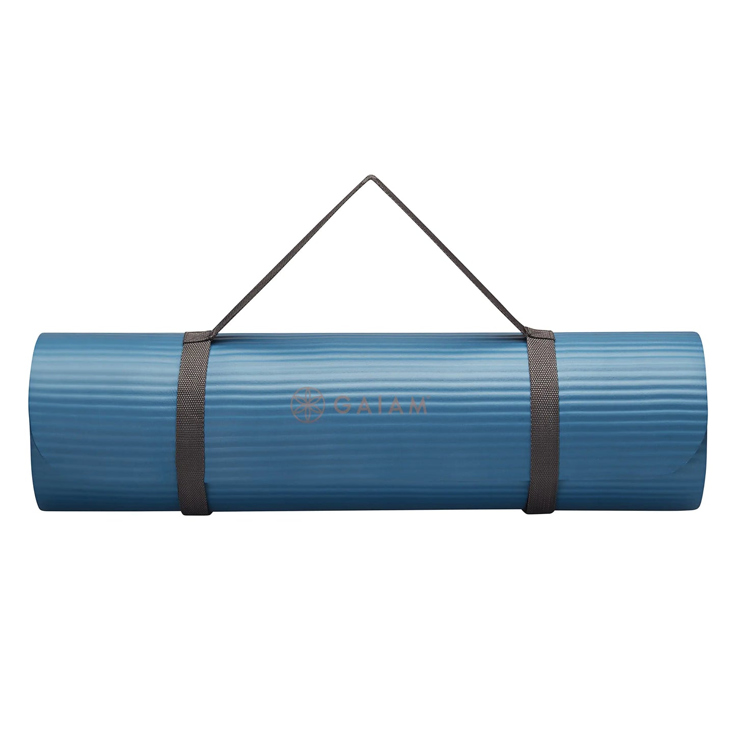 Gaiam Extra-Thick Yoga Fitness Mat and Exercise Mat with Non-Slip Texture and Easy Carry Strap - Ideal for Floor Workouts and Everyday Yoga - Supportive and Portable Blue 10mm1 EA