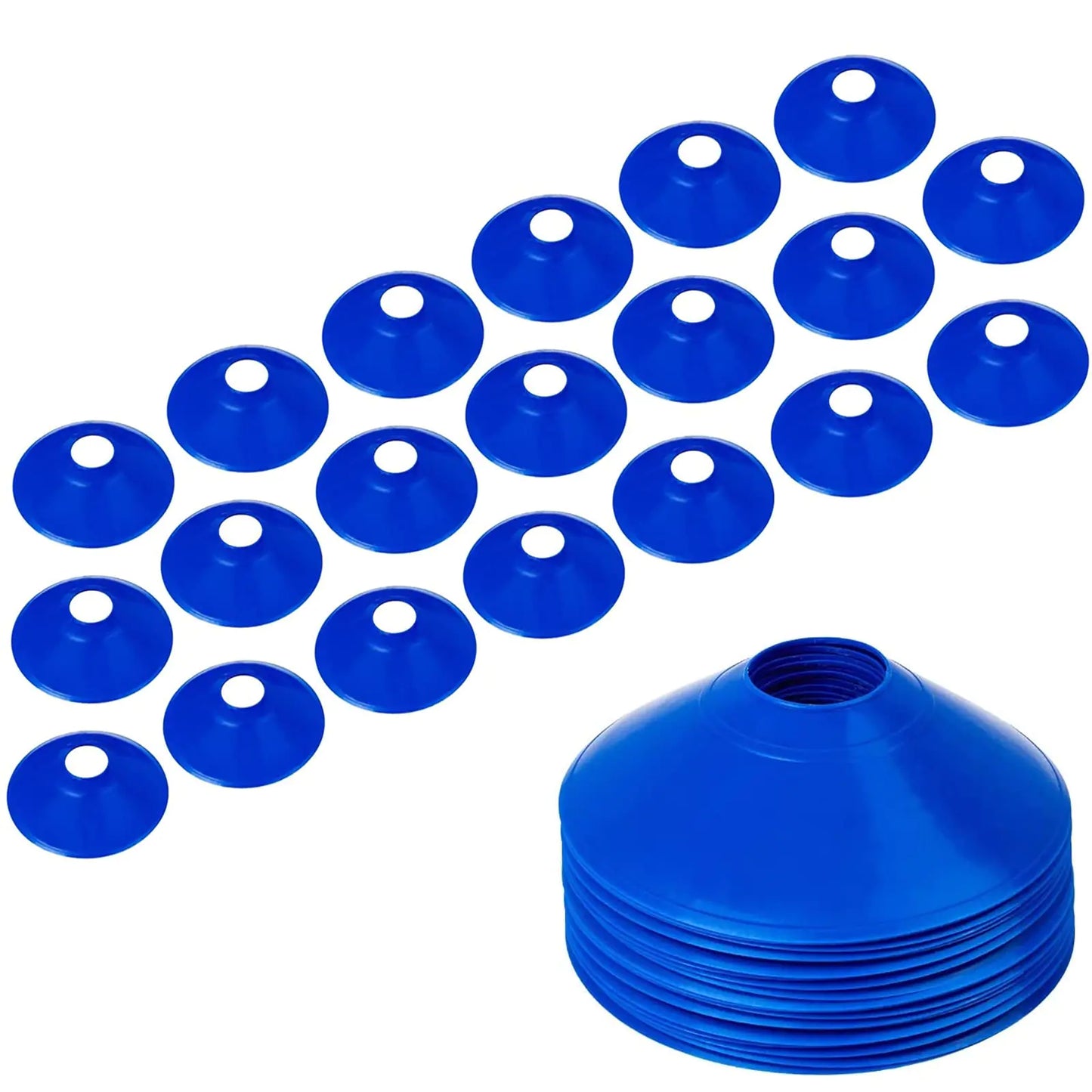 20 Pack Pro Disc Cones training cones For Agile Training/Soccer training/Football/Kids/Field/Other Games etc. Cone Markers (Blue)
