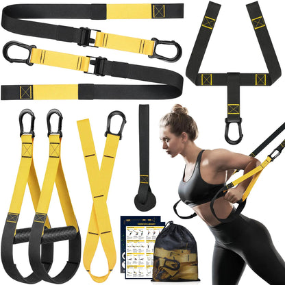 Home Resistance Training Kit Resistance Trainer Exercise Straps with Handles Door Anchor and Carrying Bag for Home Gym Bodyweight Resistance Workout Straps for Full-Body Workout