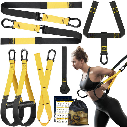 Home Resistance Training Kit Resistance Trainer Exercise Straps with Handles Door Anchor and Carrying Bag for Home Gym Bodyweight Resistance Workout Straps for Full-Body Workout