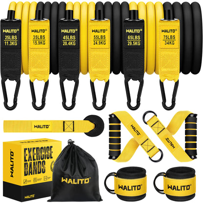 WALITO™ 6-Band Heavy Resistance Training Set (25–75 lbs)