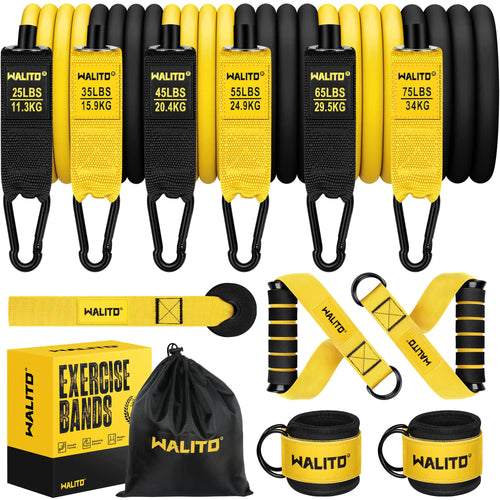 WALITO™ 6-Band Heavy Resistance Training Set (25–75 lbs)