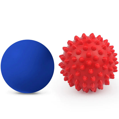 LUKYPORT Massage Therapy Ball Set: Lacrosse & Spiky Ball Set for Deep Tissue Massage Trigger Point and Myofascial Release Muscle Knots and Yoga Therapy(Blue-Red)