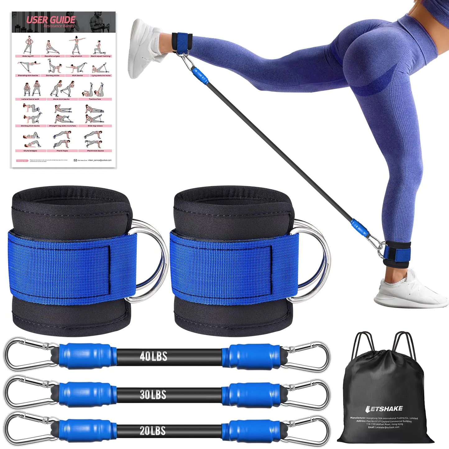 Ankle Resistance Bands with Cuffs 3 level 90 lbs Ultimate Ankle Bands for Working Out Ankle Resistance Band for Leg Booty Workout Equipment for Kickbacks Hip Fitness Exercise Bands Butt Lift Women