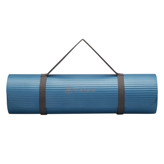 Gaiam Extra-Thick Yoga Fitness Mat and Exercise Mat with Non-Slip Texture and Easy Carry Strap - Ideal for Floor Workouts and Everyday Yoga - Supportive and Portable Blue 10mm1 EA